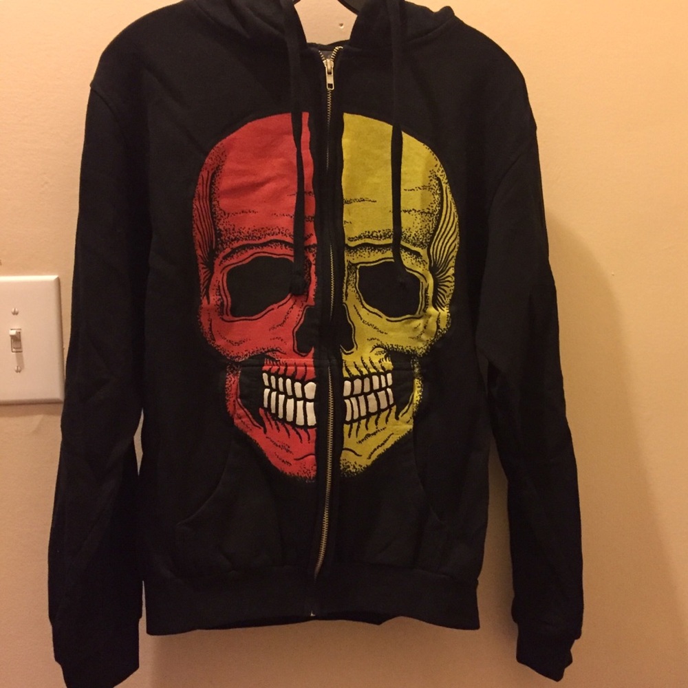 BONETHROWER skull black zip up hoodie jacket